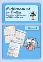 Vorschau - Spiele - Würfelrennen mit den Knuffies - Subtraktion im Zahlenraum bis 1000 ohne Übergang - Deckblatt