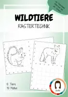Vorschau - Mal- und Bastelvorlagen - Rastertechnik heimische Wildtiere - Zeichnen lernen - Deckblatt