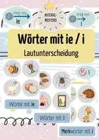 Vorschau - Merkblätter - Wörter mit ie und i - Bildkarten und Regelkarten - Deckblatt