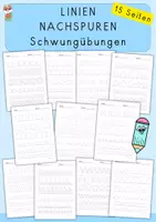 Vorschau - Arbeitsblätter - Linien nachspuren, Schwungübungen, Motorik - Deckblatt