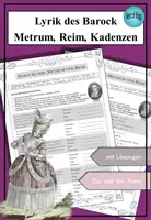 Vorschau - Arbeitsblätter - Barocklyrik: Übungen zu Metrum, Reim und Kadenzen - Deckblatt