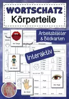 Vorschau - Arbeitsblätter - Wortschatz zum Thema Körper / Körperteile interaktiv üben - Deckblatt
