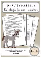 Vorschau - Arbeitsblätter - Inhaltsangabe - Kalendergeschichten - TATTE-Satz-Textverständnis (Text, Arbeitsblätter und Lösungen) - Deckblatt