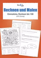 Vorschau - Mal- und Bastelvorlagen - Rechnen und Malen - Einmaleins, Rechnen bis 100 - Deckblatt