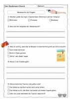 Vorschau - Arbeitsblätter - Quiz zum Badesee-Check (mit Lösung) - Deckblatt