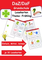 Vorschau - Arbeitsblätter - Lesekarten einfach bis schwer Thema Frühling 1. bis 2. Klasse Deutsch, DaZ/DaF, Fremdwörter Spiel - Deckblatt
