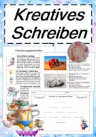 Vorschau - Arbeitsblätter - Kreatives Schreiben Fortsetzungsgeschichten Schreiben zu Bildern Elfchen - Deckblatt