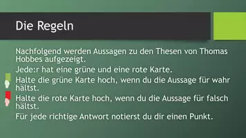 Vorschau - Quiz - Wahr oder falsch: Hobbes Naturzustand und der Leviathan - Seite 1