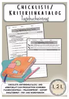 Vorschau - Arbeitsblätter - Tagebucheintrag - Checkliste/ Kriterien und Arbeitsblatt - Deckblatt