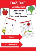 Vorschau - Arbeitsblätter - Lesekarten mittelschwer Thema Obst & Gemüse 1. bis 2. Klasse Deutsch, DaZ/DaF, Fremdwörter Spiel - Deckblatt