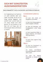Vorschau - Arbeitsblätter - Sich mit Songtexten auseinandersetzen - Deckblatt