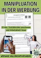 Vorschau - Arbeitsblätter - Wie manipuliert und beeinflusst uns die Werbung? Geniales Video + Arbeitsblatt - Deckblatt
