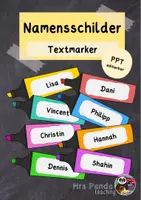 Vorschau - Anderer Materialtyp - Bunte Namensschilder in Textmarker-Form (PDF/PPT) - Deckblatt