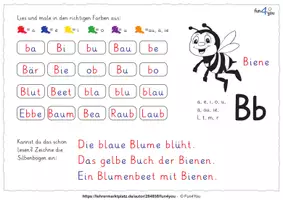 Vorschau - Arbeitsblätter - Erstes Lesen - Silben lesen und ausmalen - Seite 1