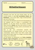 Vorschau - Arbeitsblätter - Wirbeltier Klassen - Deckblatt