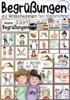 Vorschau - Poster - Begrüßungen und Verabschiedungen - Schilder Willkommen Schuljahresanfang Begrüßung Gesten - Deckblatt
