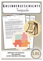 Vorschau - Arbeitsblätter - Kalendergeschichte - Textpuzzle (Förderung Lesekompetenz) - "Wohlfeiles Mittagessen" - Deckblatt