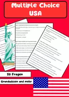 Vorschau - Arbeitsblätter - 20 Multiple-Choice-Fragen zum Thema USA - Deckblatt