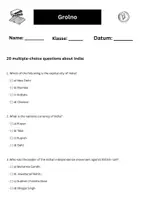 Vorschau - Arbeitsblätter - 20 multiple-choice questions about India (in Englisch) - Seite 1