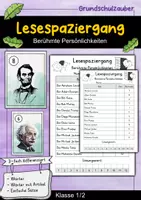 Vorschau - Arbeitsblätter - Lesespaziergang Berühmte Persönlichkeiten - Lesen lernen - Deckblatt