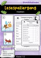 Vorschau - Arbeitsblätter - Lesespaziergang Insekten - Lesen lernen - Deckblatt
