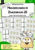 Vorschau - Stationenlernen - Rechenspiel - Wendekarten - Subtraktion bis 20 ohne Unterschreitung - Freiarbeit - Deckblatt