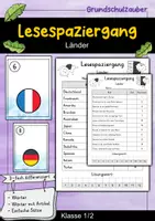 Vorschau - Arbeitsblätter - Lesespaziergang Länder - Lesen lernen - Deckblatt