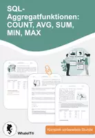 Vorschau - Arbeitsblätter - SQL-Aggregatfunktionen: COUNT, AVG, SUM, MIN, MAX - Deckblatt