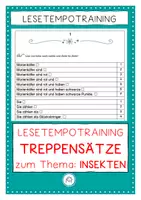 Vorschau - Arbeitsblätter - Lesetempotraining. Treppensätze zum Thema Insekten. Blitzlesen. - Deckblatt