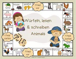 Vorschau - Spiele - Englisch Brettspiel - Englisch Animals | Englisch Anfangsunterricht | warm up Englisch | Vokabelspiele - Seite 3