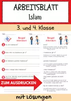 Vorschau - Arbeitsblätter - Islam 3. Klasse 4.Klasse Grundschule DaZ Arbeitsblatt mit Loesungen - Deckblatt
