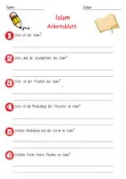Vorschau - Arbeitsblätter - Islam 3. Klasse 4.Klasse Grundschule DaZ Arbeitsblatt mit Loesungen - Seite 1
