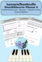 Vorschau - Test - Lernzielkontrolle Musiktheorie Klasse 5 - Deckblatt