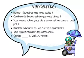 Vorschau - Stundenentwürfe - Dialogkarten: Au stand de glaces/ Chez le glacier - Seite 1