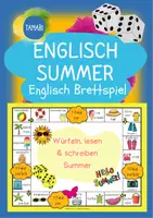 Vorschau - Spiele - Englisch Brettspiel - Englisch Summer | Englisch Anfangsunterricht | warm up Englisch | Vokabelspiele | Englisch Summer Grundschule - Deckblatt