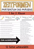 Vorschau - Arbeitsblätter - Präteritum ins Präsens Grundschule DaF Monarchie Zeitformen Klasse 4 AB mit Loesungen - Deckblatt