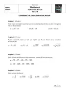 Vorschau - Test - Test zu Rechnen mit Wurzeln - Deckblatt