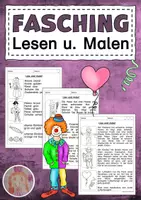 Vorschau - Arbeitsblätter - Lesen und Malen Karneval Fasching - Deckblatt