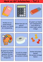 Vorschau - Spiele - Merk es dir! schwer Thema Schulsachen 1. bis 4. Klasse Deutsch, DaZ/DaF, Fremdwörter Spiel - Seite 3
