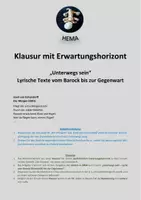 Vorschau - Klassenarbeiten - Klausur mit EWH zu "Der Morgen" von Josef von Eichendorff - Deckblatt