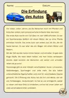 Vorschau - Arbeitsblätter - Die Erfindung des Autos - Deckblatt