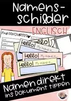 Vorschau - Anderer Materialtyp - Namensschilder mit Steckbrief ENGLISCH (classroom management, Schulstart) - Deckblatt