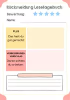 Vorschau - Arbeitsblätter - Rückmeldung Lesetagebuch - Deckblatt