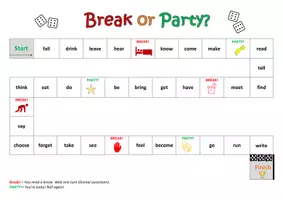 Vorschau - Spiele - Break or Party? Grammar game for irregular past tense forms - Deckblatt