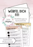Vorschau - Stationenlernen - "Würfel dich fit!" - Probematerial - Übungen - Sport - Aufwärmen - Abwärmen - Würfelübungen - Deckblatt