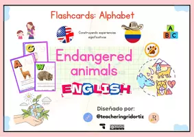 Vista previa - Tarjetas / Manipulativos - Endangered animals. Alphabet. Tracing. - Portada