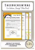 Vorschau - Arbeitsblätter - George (Alex Gino) - Tagebucheintrag schreiben (Arbeitsblatt und Checkliste - Deckblatt