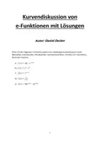 Vorschau - Arbeitsblätter - Kurvendiskussion von e-Funktionen mit Lösungen - Deckblatt
