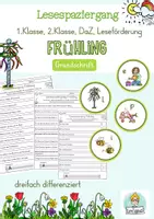 Vorschau - Arbeitsblätter - Lesespaziergang Frühling Lesen 1. Klasse, 2. Klasse, Grundschrift (Word und PDF) - Deckblatt