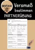 Vorschau - Arbeitsblätter - Partnerübung zum Versmaß/Metrum (Klasse 8/9/10) - Deckblatt